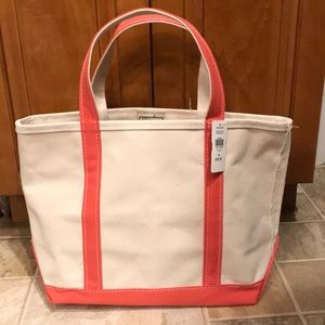 *1* LL Bean tote, coral straps. (Boat and tote)